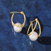 image:imageRossSimons 89mm Cultured Pearl DoubleHoop Earrings in 14kt Yellow Gold 34075 Inches
