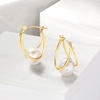 image:imageRossSimons 89mm Cultured Pearl DoubleHoop Earrings in 14kt Yellow Gold 34075 Inches