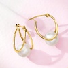 image:imageRossSimons 89mm Cultured Pearl DoubleHoop Earrings in 14kt Yellow Gold 34075 Inches