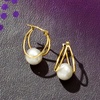 image:imageRossSimons 89mm Cultured Pearl DoubleHoop Earrings in 14kt Yellow Gold 34075 Inches