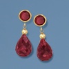 image:imageRossSimons Gemstone Drop Earring in 14kt Yellow GoldRuby