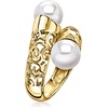image:imageRossSimons Italian 14kt Yellow GoldPlated Bypass Ring With Simulated PearlsNo Gemstone