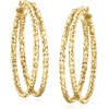image:imageRossSimons Italian 18kt Gold Over Sterling DiamondCut DoubleHoop Earrings