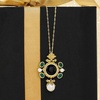 image:imageRossSimons Italian Cultured Pearl Black Onyx and Green Agate Pendant Necklace in 18kt Gold Over Sterling Silver