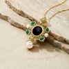 image:imageRossSimons Italian Cultured Pearl Black Onyx and Green Agate Pendant Necklace in 18kt Gold Over Sterling Silver