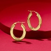 image:imageRossSimons Italian Fluted 14kt Yellow Gold Oval Hoop Earrings