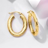 image:imageRossSimons Italian Fluted 14kt Yellow Gold Oval Hoop Earrings