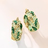 image:imageRossSimons Italian Green Enamel Leaf Vine Hoop Earrings in 14kt Yellow Gold