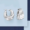 image:imageRossSimons Italian Sterling Silver Pleated Twist Hoop Earrings