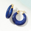 image:imageRossSimons Round Gemstone Hoop Earrings in 14kt Gold 1 18 inchesblue