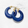 image:imageRossSimons Round Gemstone Hoop Earrings in 14kt Gold 1 18 inchesblue