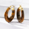 image:imageRossSimons Round Gemstone Hoop Earrings in 14kt Gold 1 18 inchesbrown
