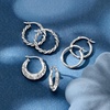 image:imageRossSimons Sterling Silver Jewelry Set 3 Pairs Of Textured and Polished Hoop Earrings