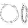 image:imageRossSimons 025 ct tw Diamond Twisted Hoop Earrings in Sterling Silver