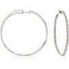 image:imageRossSimons 100 ct tw Diamond InsideOutside Hoop Earrings in Sterling Silver