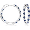 image:imageRossSimons 100 ct tw Sapphire and 100 ct tw Diamond InsideOutside Hoop Earrings in Sterling Silver