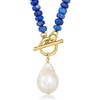 image:imageRossSimons 1315mm Cultured Baroque Pearl and 455mm Lapis Bead Toggle Necklace in 18kt Gold Over Sterling20 Inches