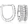 image:imageRossSimons 140 ct tw Baguette and Round CZ Huggie Hoop Earrings in Sterling Silver