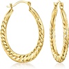 image:imageRossSimons 14kt Yellow Gold Twisted Oval Hoop Earrings