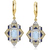 image:imageRossSimons 330 ct tw London Blue Sky Blue and White Topaz Drop Earrings With Blue Enamel in 18kt Gold Over Sterling