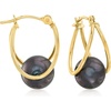 image:imageRossSimons 89mm Cultured Pearl DoubleHoop Earrings in 14kt Yellow Gold 34