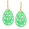 image:imageRossSimons Carved Jade Floral Drop Earrings in 14kt Yellow Gold