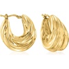 image:imageRossSimons Italian 18kt Gold Over Sterling Ribbed Twist Hoop Earrings