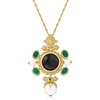image:imageRossSimons Italian Cultured Pearl Black Onyx and Green Agate Pendant Necklace in 18kt Gold Over Sterling Silver