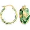 image:imageRossSimons Italian Green Enamel Leaf Vine Hoop Earrings in 14kt Yellow Gold