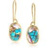 image:imageRossSimons Oval Kingman Turquoise Drop Earrings in 18kt Gold Over Sterling
