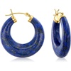 image:imageRossSimons Round Gemstone Hoop Earrings in 14kt Gold 1 18 inchesblue