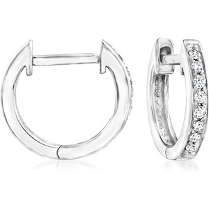 image:imagePure Collection by RossSimons 010 ct tw Diamond Huggie Hoop Earrings in Sterling Silver