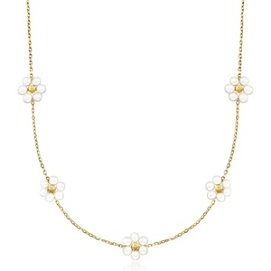 image:imagePure Collection by RossSimons 335mm Cultured Pearl Flower Station Necklace in 14kt Yellow Gold160 Inches