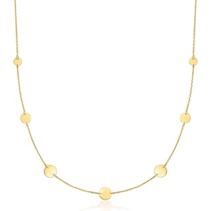 image:imagePure Collection by RossSimons Italian 14kt Yellow Gold MultiSize Disc Station NecklaceNo Gemstone