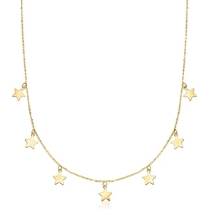 image:imagePure Collection by RossSimons Italian 14kt Yellow Gold Star Station NecklaceNo Gemstone