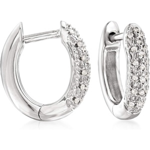 image:imageRossSimons 010 ct tw Diamond Huggie Hoop EarringsDiamond