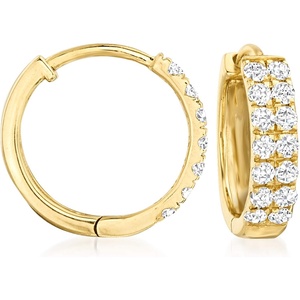 image:imageRossSimons 033 ct tw Diamond Huggie Hoop Earrings in 14kt Yellow Gold