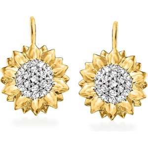 image:imageRossSimons 040 ct tw White Topaz Sunflower Drop Earrings in 18kt Gold Over Sterling