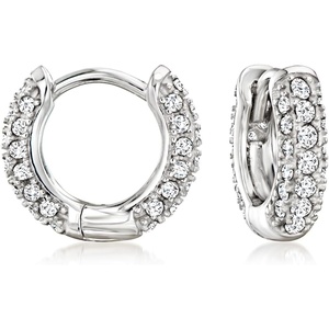 image:imageRossSimons 050 ct tw CZ Huggie Hoop Earrings in Sterling Silver