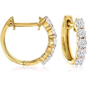 image:imageRossSimons 050 ct tw Diamond Huggie Hoop Earrings in 14kt Yellow Gold