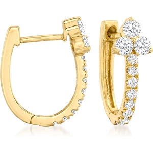 image:imageRossSimons 050 ct tw Diamond Trio Huggie Hoop Earrings in 14kt Yellow Gold