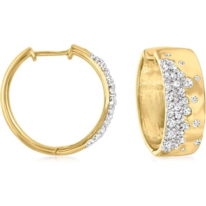 image:imageRossSimons 050 ct tw Scattered Diamond Hoop Earrings in 18kt Gold Over Sterling