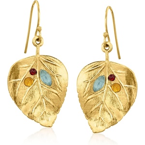 image:imageRossSimons 140 ct tw MultiStone Leaf Drop Earrings in 18kt Yellow Gold Over SterlingCitrine