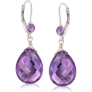 image:imageRossSimons 1480 ct tw Amethyst Drop Earrings in Sterling Silver