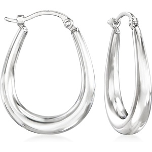 image:imageRossSimons 14kt White Gold Tapered Hoop Earrings