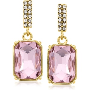 image:imageRossSimons 14kt Yellow GoldPlated Drop Earrings With Simulated Kunzite and 48 ct tw Czs
