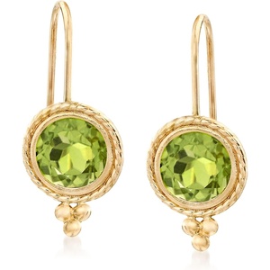 image:imageRossSimons 175 ct tw Peridot Drop Earrings in 14kt Yellow Gold
