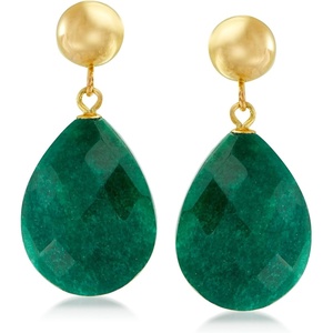 image:imageRossSimons 1800 ct tw Emerald Teardrop Earrings in 14kt Yellow Gold