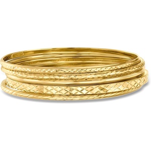 image:imageRossSimons 18kt Gold Over Sterling Jewelry Set 5 Textured Bangle Bracelets70 Inches