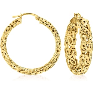 image:imageRossSimons 18kt Gold Over Sterling Medium Byzantine Hoop Earrings